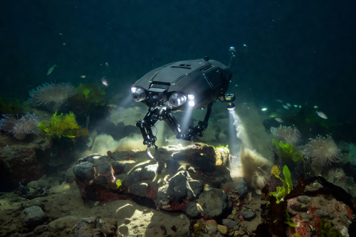 Compact ROV inspection drone with LED lighting system for marine surveys