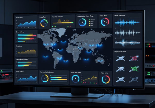 Fleet management dashboard showing real-time underwater drone health metrics
