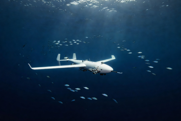 Surface-diving glider drone used for oceanographic data collection and surveys